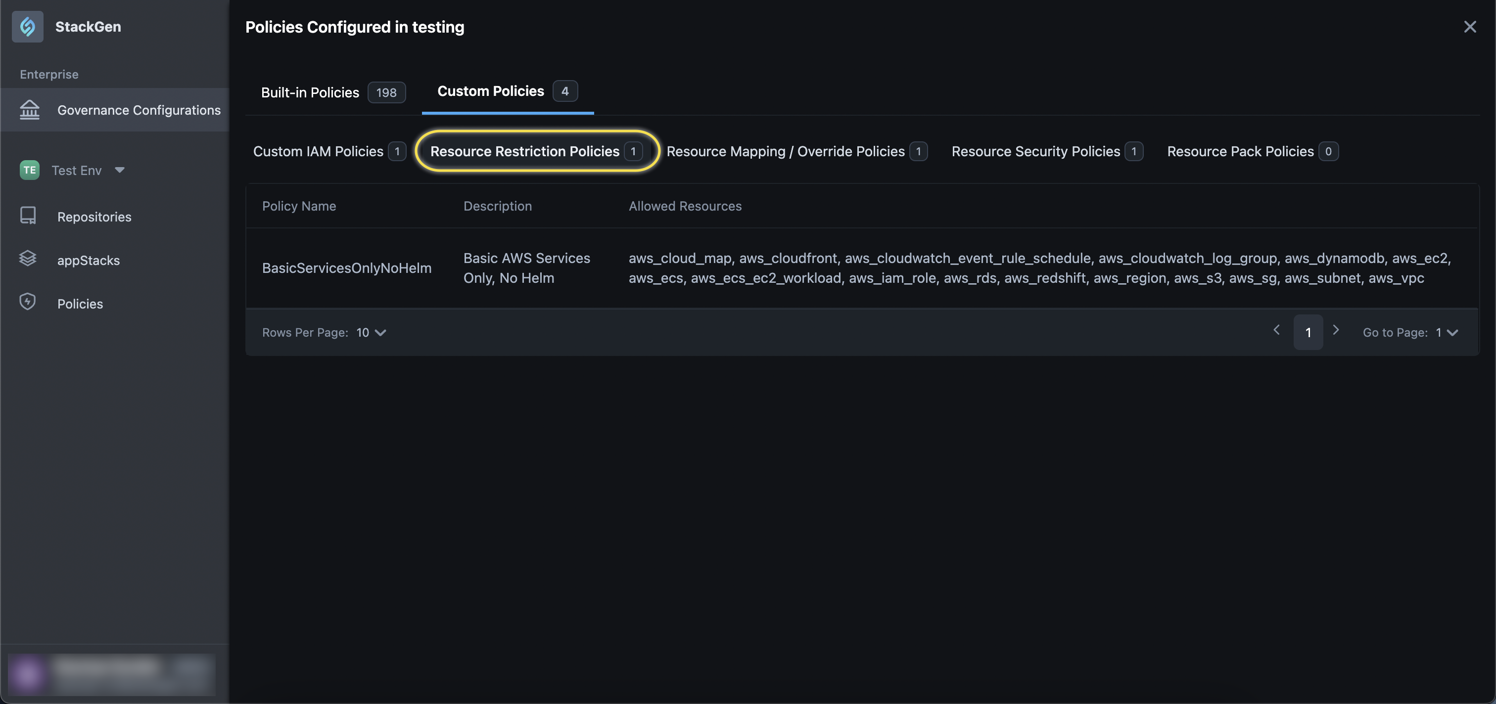 Resource Restriction Policies